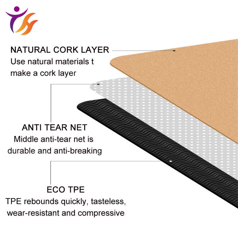 Wholesale Organic Cork Rubber Mat Logo Custom 4mm 5mm Thick Yoga Met Eco Friendly Yoga-Matte