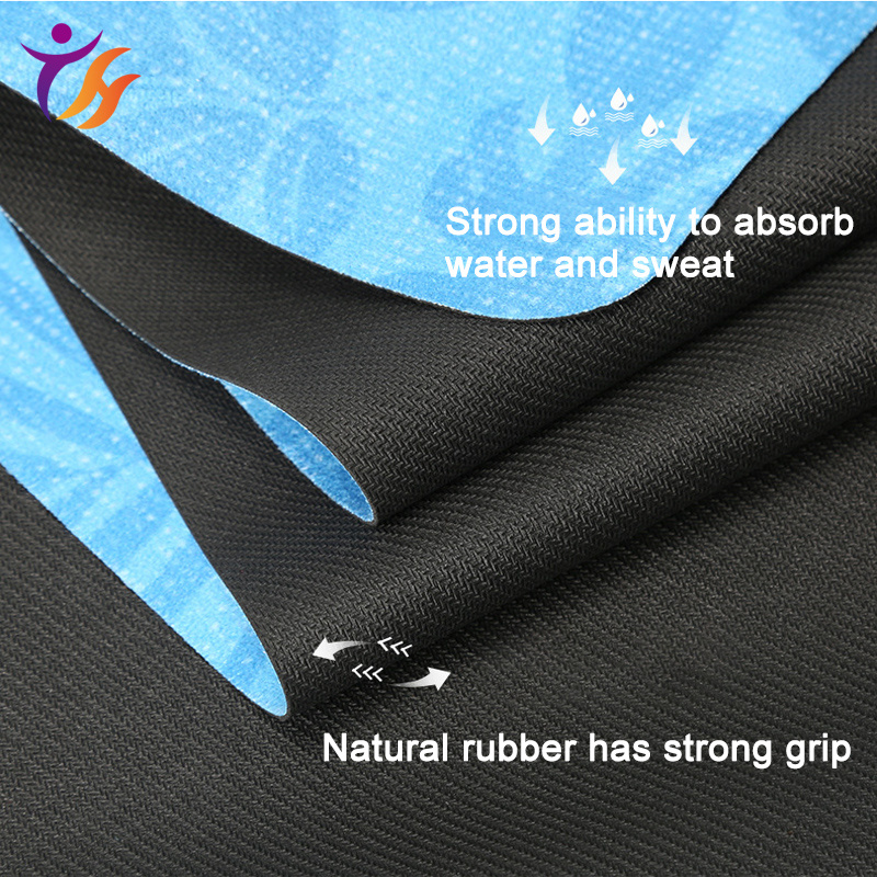 Printed Suede Eco Friendly Sweat Absorbent Rubber Yoga Mat